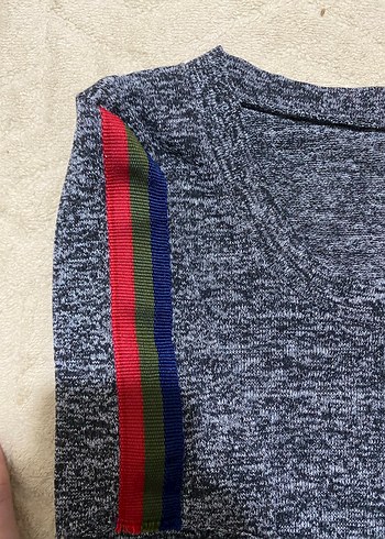 Gri Kısa Kollu Örme Midi Elbise - Görsel 2