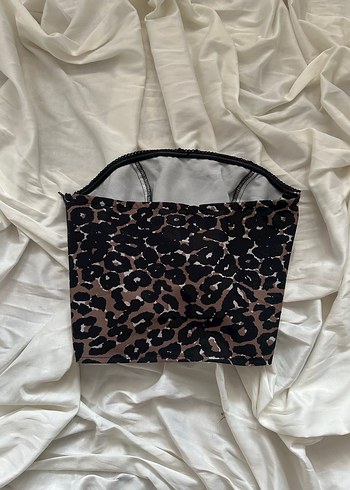 Kahverengi Yılan Desenli Straplez Büstiyer - Görsel 2