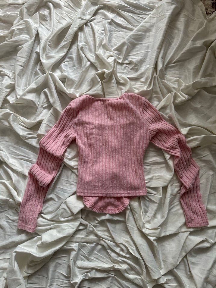 Pembe Triko Uzun Kollu crop - Görsel 2