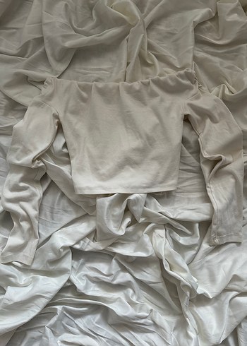 Kadın Beyaz Keten Kısa Kollu Bluz - Görsel 2