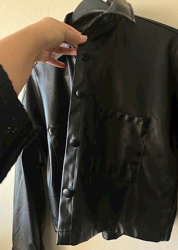 Siyah Deri Kadın Ceket - Görsel 4