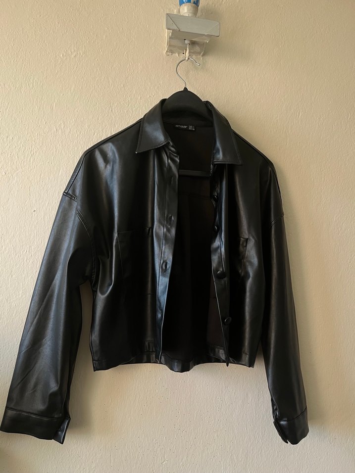 Siyah Deri Kadın Ceket - Görsel 3
