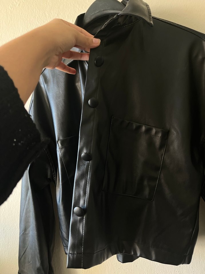 Siyah Deri Kadın Ceket - Görsel 4