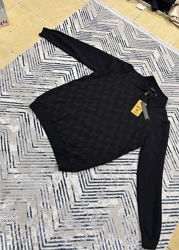 Siyah Erkek Triko Sweatshirt - Görsel 2