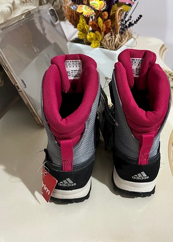 Adidas Kız Çocuk Gri-Pembe Cırtcırtlı Spor Ayakkabı - Görsel 4