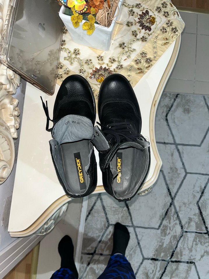 Greyder Siyah Deri Bağcıklı Erkek Bot - Görsel 5