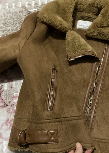 Kürk Detaylı Kahverengi Süet Kadın Ceket - Görsel 5