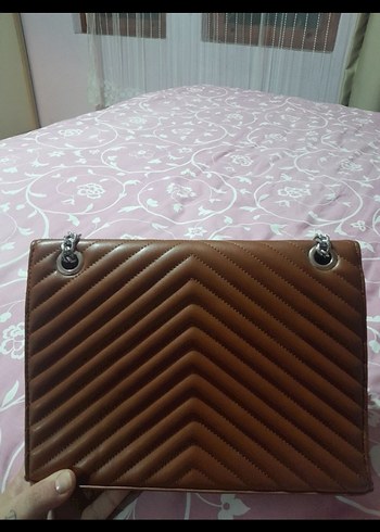 Kahverengi Deri Zincir Askılı Kadın Çanta - Görsel 2