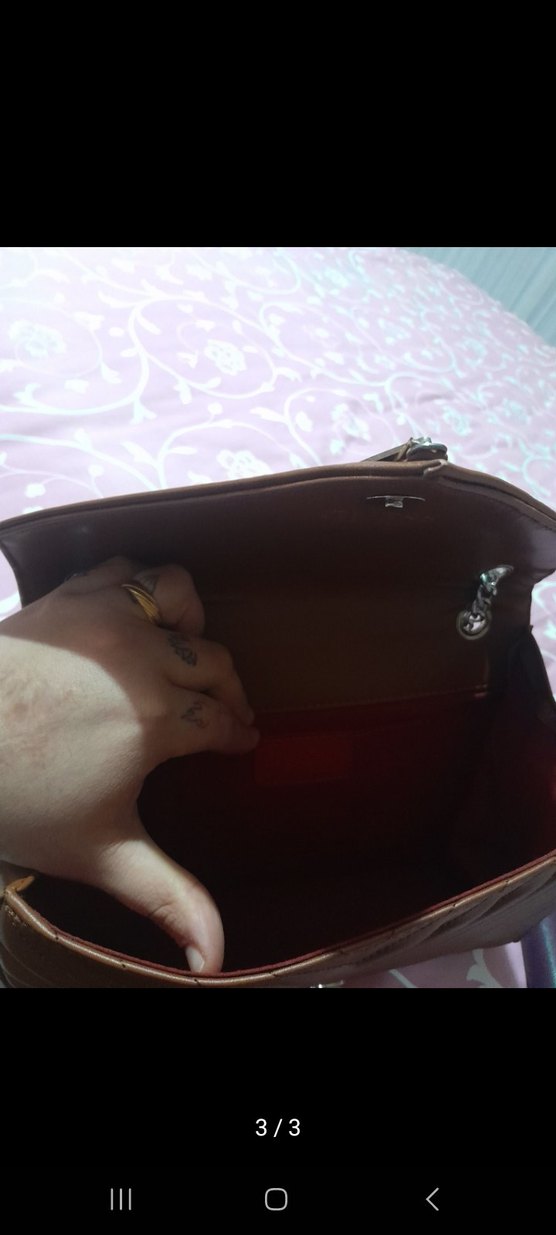 Kahverengi Deri Zincir Askılı Kadın Çanta - Görsel 3