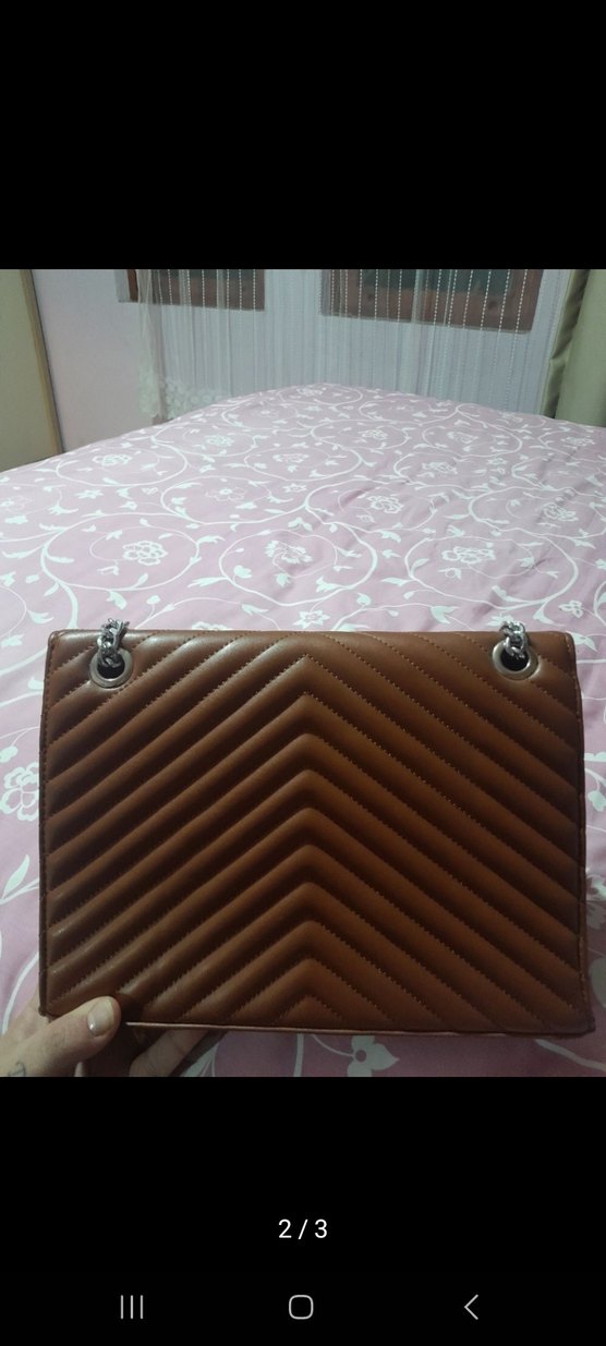 Kahverengi Deri Zincir Askılı Kadın Çanta - Görsel 2