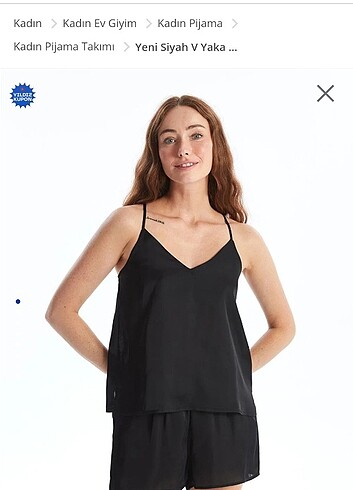 LCW Dream siyah askılı crop gecelik