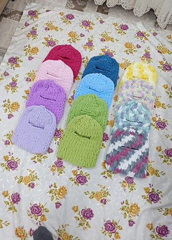 Renkli Örgü Kadın Bere - Görsel 5