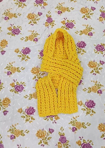 Sarı Örgü Kadın atkısı - Görsel 5
