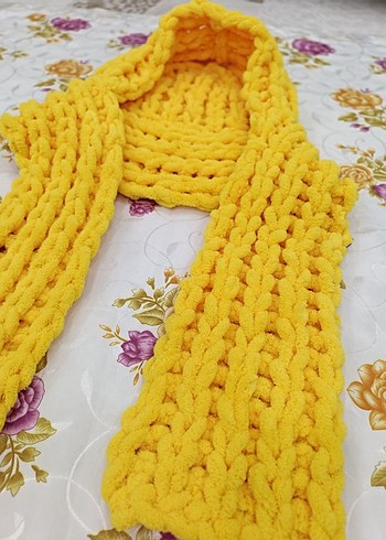 Sarı Örgü Kadın atkısı - Görsel 2