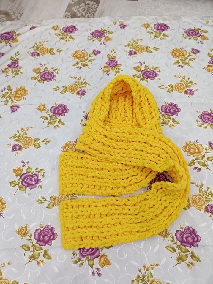 Sarı Örgü Kadın atkısı - Görsel 3