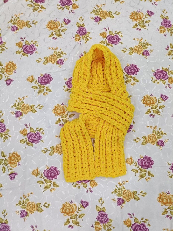 Sarı Örgü Kadın atkısı - Görsel 5