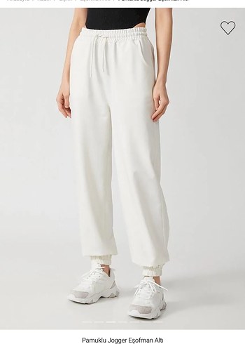 Bershka Kadın Beyaz Pamuklu Bol Kesim Eşofman Altı