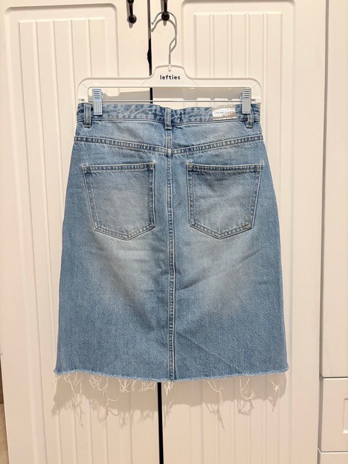 Açık Mavi Denim Midi Etek - Görsel 4