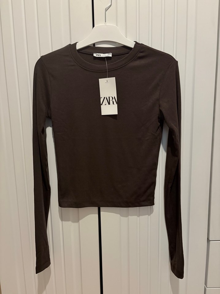 Kahverengi Boğazlı Dar Kesim Kadın Bluz - Görsel 2