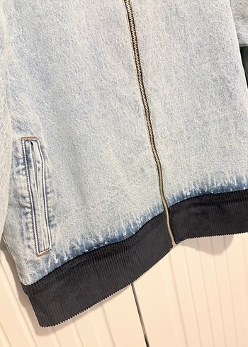 Denim bomber kot ceket - Görsel 5