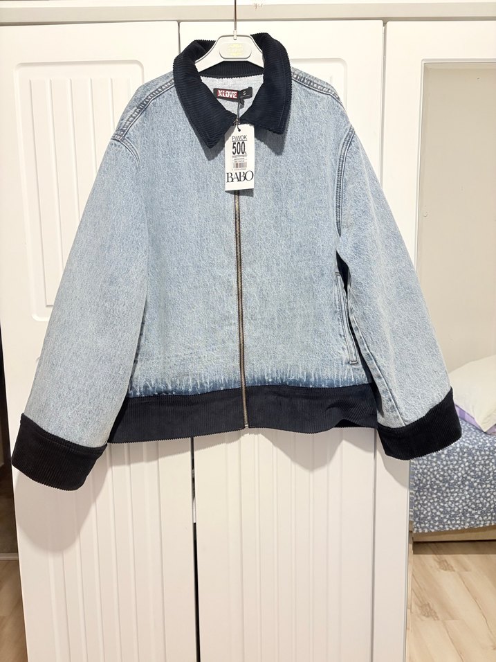 Denim bomber kot ceket - Görsel 3