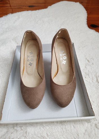 Vizon Nubuk Platform Topuklu Kadın Ayakkabı - Görsel 2