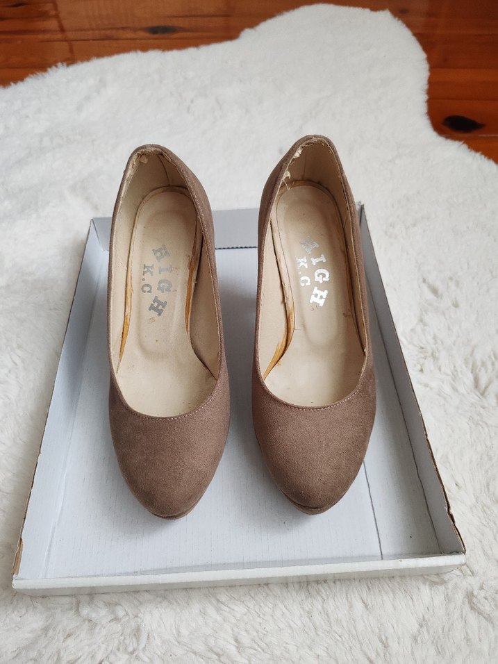 Vizon Nubuk Platform Topuklu Kadın Ayakkabı - Görsel 2