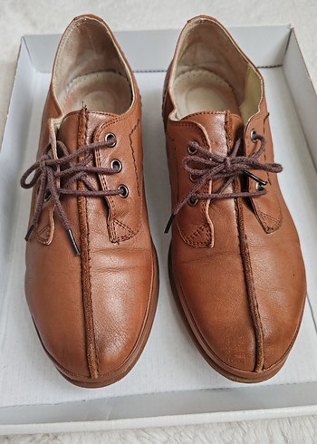 Kahverengi Gerçek Deri Kadın Klasik Ayakkabı - Görsel 5