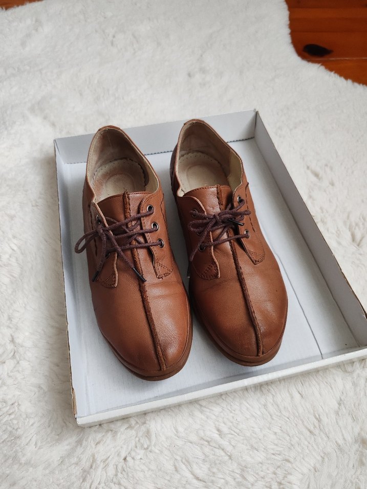 Kahverengi Gerçek Deri Kadın Klasik Ayakkabı - Görsel 2