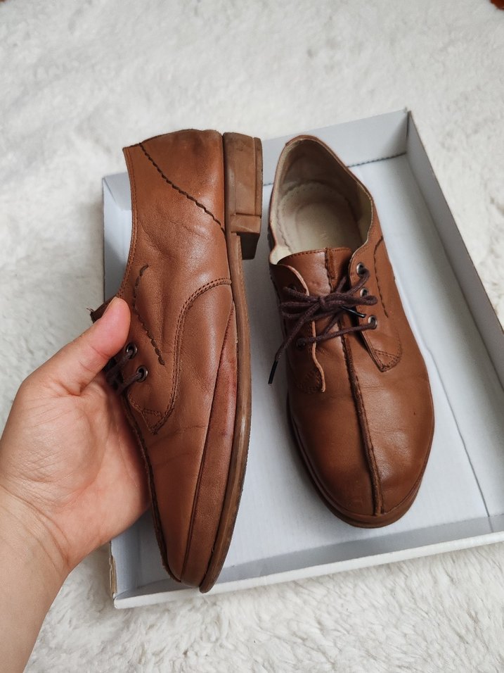 Kahverengi Gerçek Deri Kadın Klasik Ayakkabı - Görsel 3