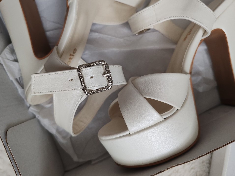 Beyaz Platform Topuklu Gelin Ayakkabı - Görsel 5