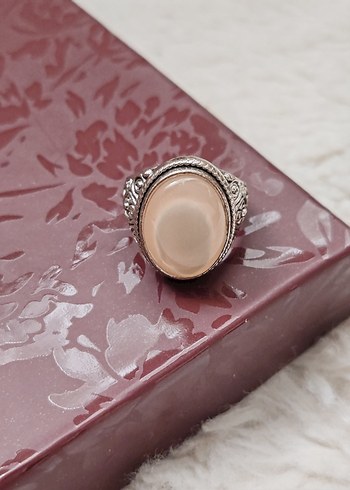 Pudra Pembe Taşlı Bohem Kadın Yüzük - Görsel 2