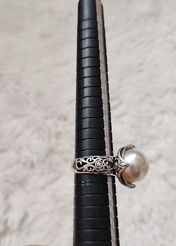 Dantel Detaylı Vintage İnci Yüzük - Görsel 5