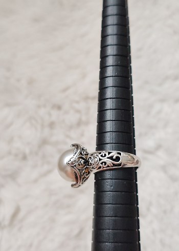 Dantel Detaylı Vintage İnci Yüzük - Görsel 4