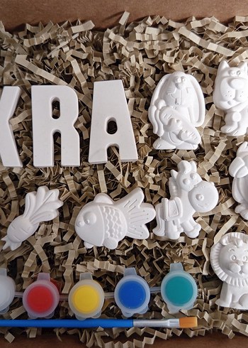 Magnetli Hediyelik Boyama Seti Taş Tozu Alçı - Görsel 3