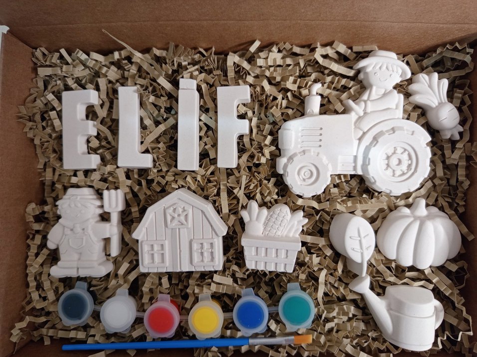 Magnetli Hediyelik Boyama Seti Taş Tozu Alçı - Görsel 4