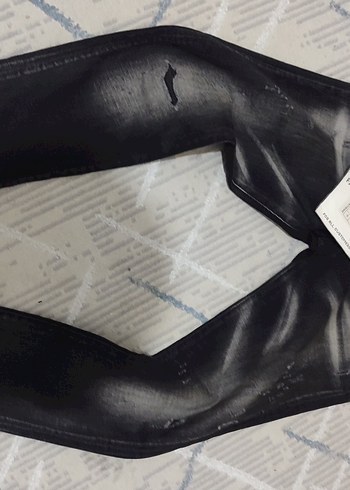 Siyah Baskılı Erkek Slim Fit Kot Pantolon - Görsel 4