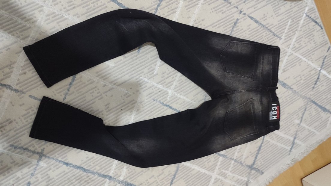 Siyah Baskılı Erkek Slim Fit Kot Pantolon - Görsel 5