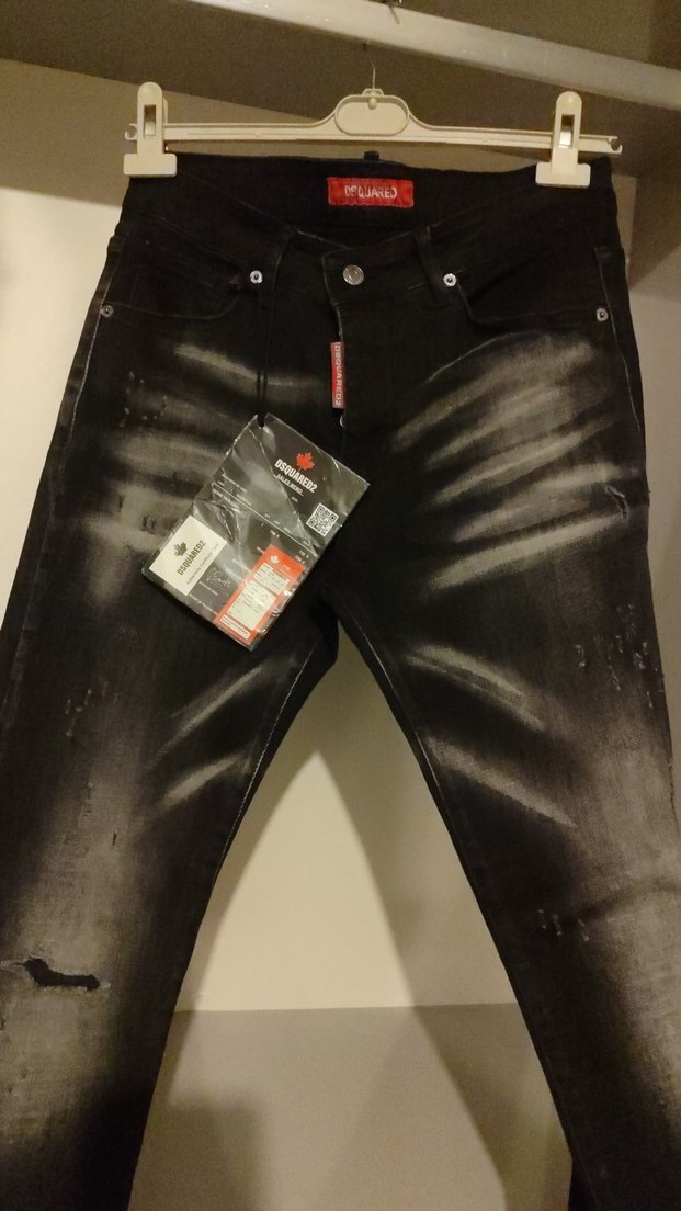 Siyah Baskılı Erkek Slim Fit Kot Pantolon - Görsel 3