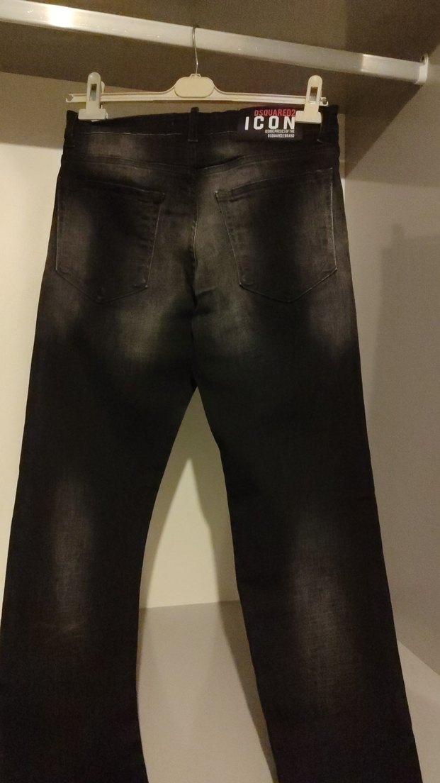 Siyah Baskılı Erkek Slim Fit Kot Pantolon - Görsel 2