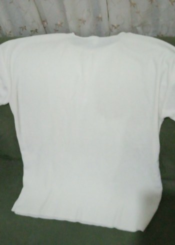 Beyaz Kısa Kollu Keten Tişört - Görsel 4