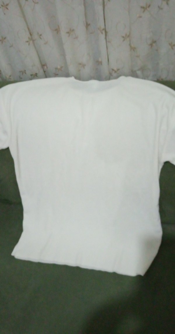 Beyaz Kısa Kollu Keten Tişört - Görsel 4