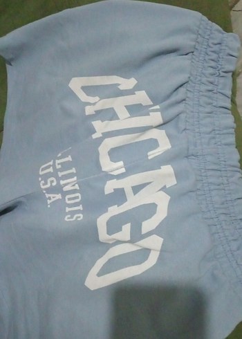 Mavi Pamuklu Rahat Kesim Mini Şort - Görsel 5