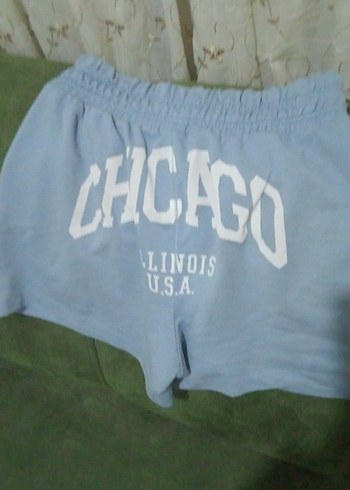 Mavi Pamuklu Rahat Kesim Mini Şort - Görsel 4