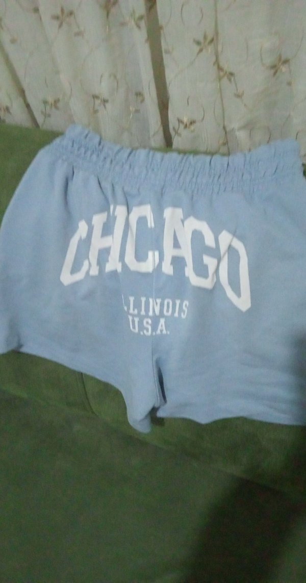 Mavi Pamuklu Rahat Kesim Mini Şort - Görsel 4