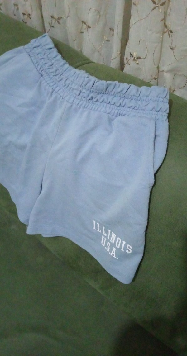 Mavi Pamuklu Rahat Kesim Mini Şort - Görsel 2