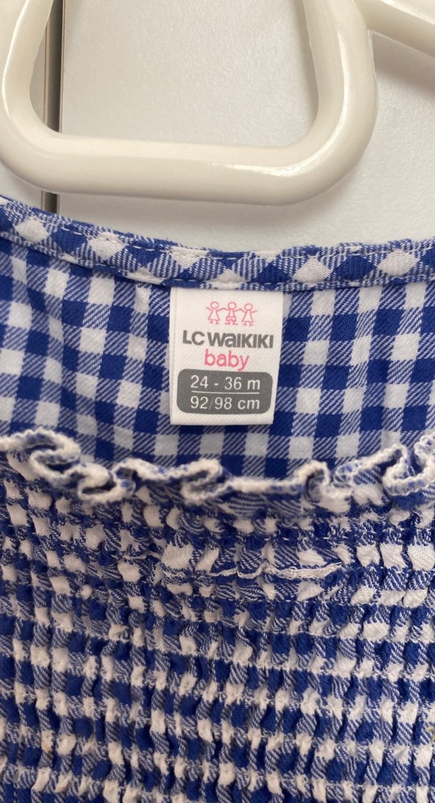 Mavi Ekose Pamuklu Kız Elbisesi - Görsel 2