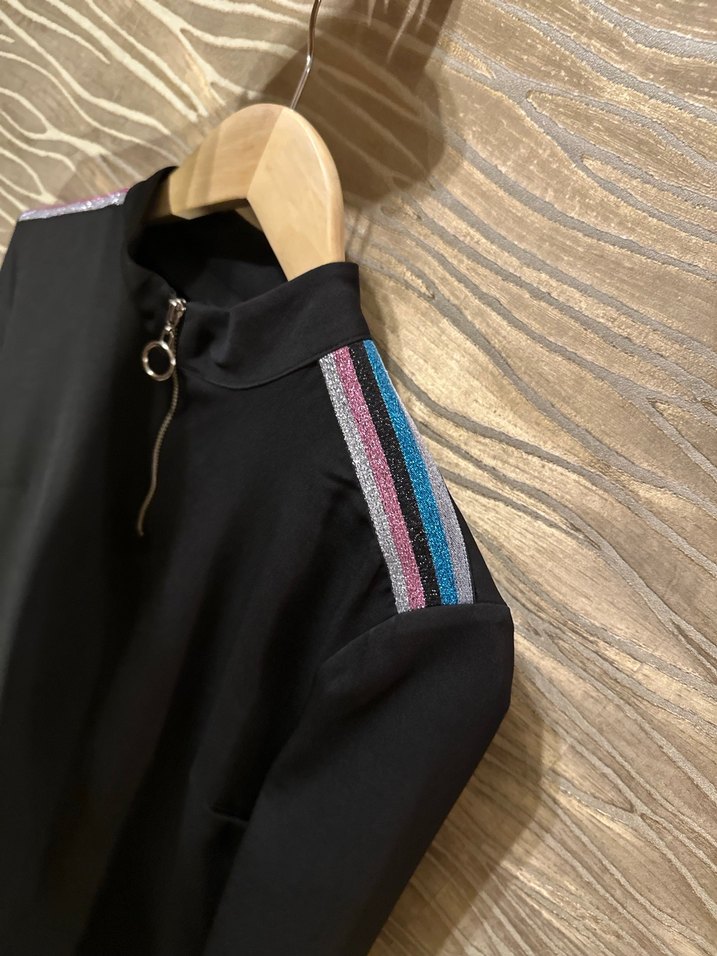 Kadın Siyah Uzun Kollu Fermuarlı elbise - Görsel 3