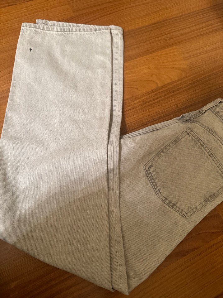 Gri renk zara bol paça kot pantalon - Görsel 4