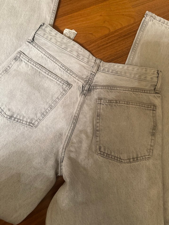 Gri renk zara bol paça kot pantalon - Görsel 2